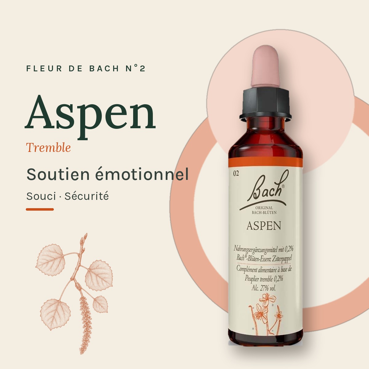 Flacon 20 ml Fleur de Bach originale n° 2 Aspen