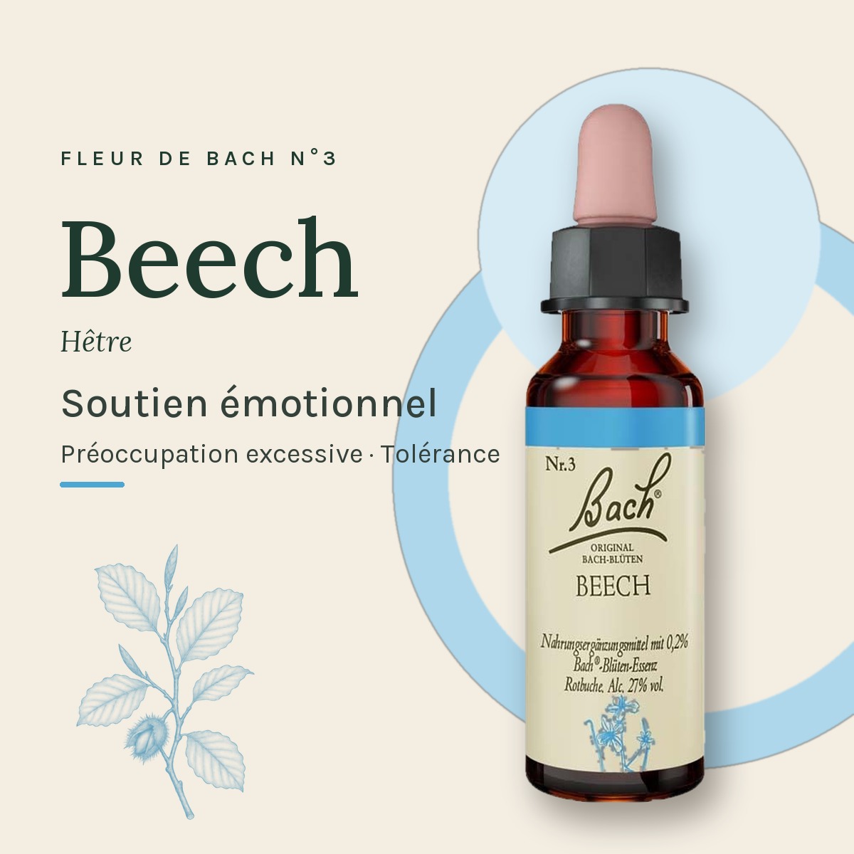 Flacon 20 ml Fleur de Bach originale n° 3 Beech