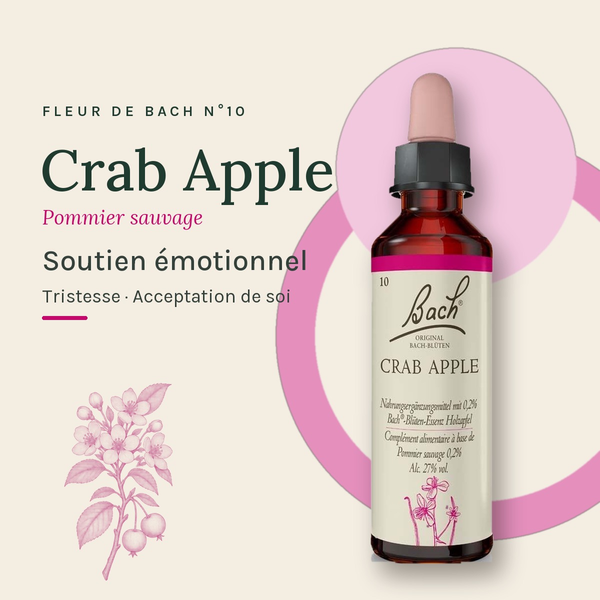 Flacon 20 ml Fleur de Bach originale n° 10 Crab Apple