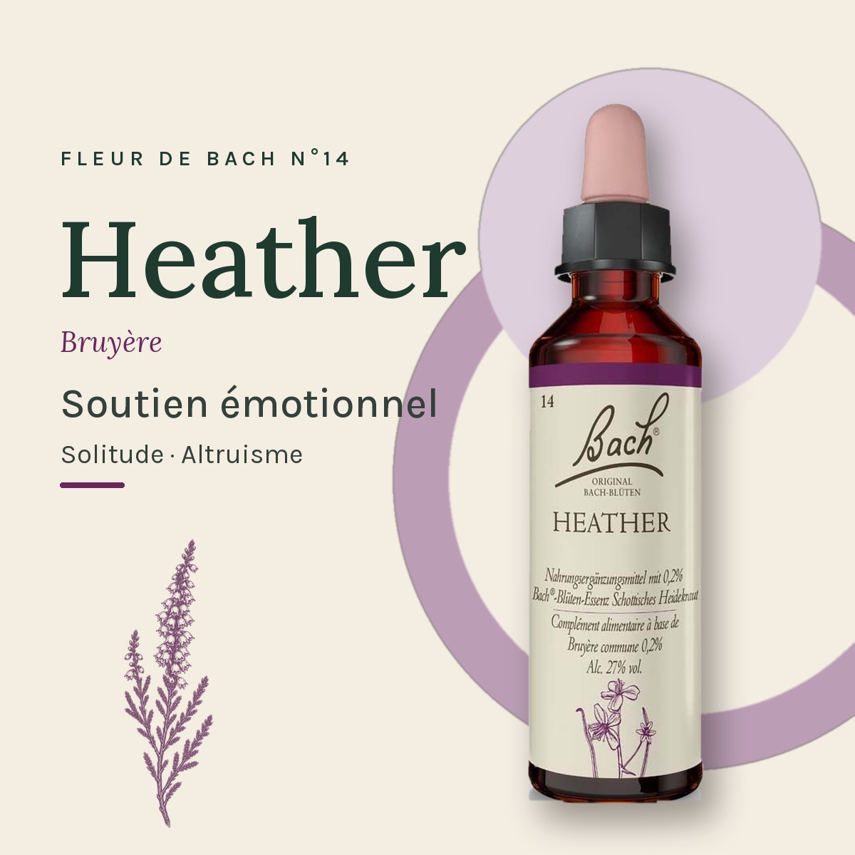 Flacon 20 ml Fleur de Bach originale n° 14 Heather