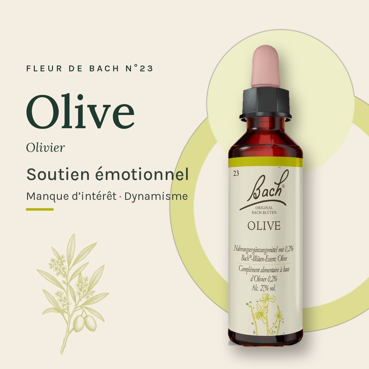 Flacon 20 ml Fleur de Bach originale n° 23 Olive